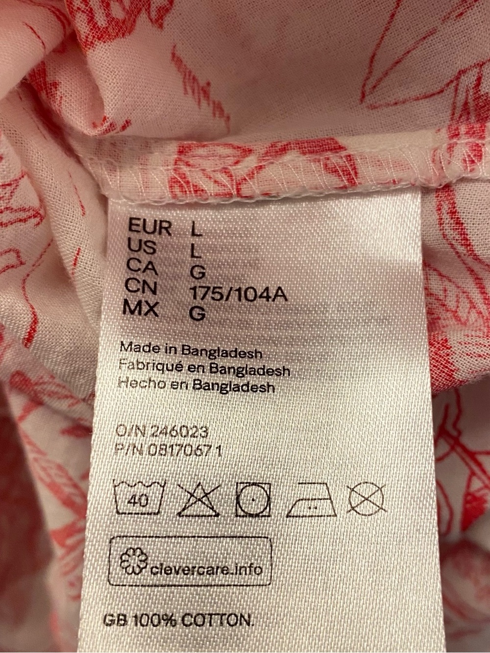 H&M Red & White Cotton Short Sleeve Lightweight Pullover W/Tie. EUC. Sz Lg. - Picture 14 of 14